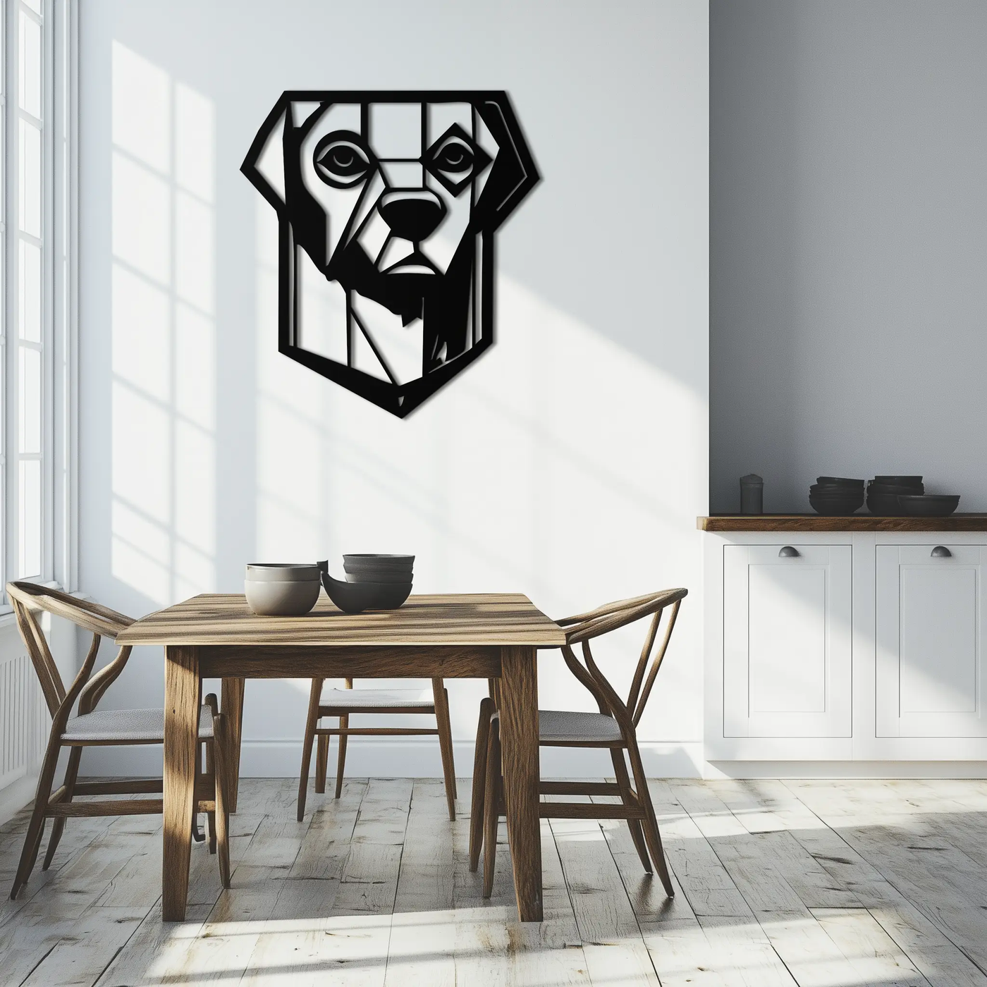 Geometric Dog Metal Wall Art - Modern Steel Animal Silhouette Decor - KAF468 by Enova Art