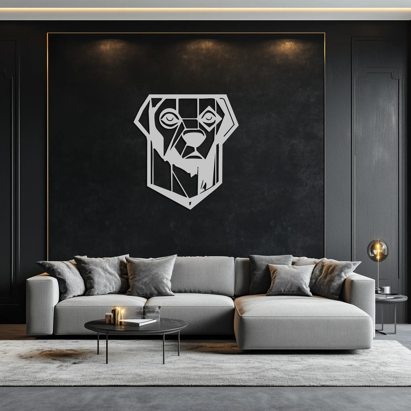 Geometric Dog Metal Wall Art - Modern Steel Animal Silhouette Decor - KAF468 by Enova Art