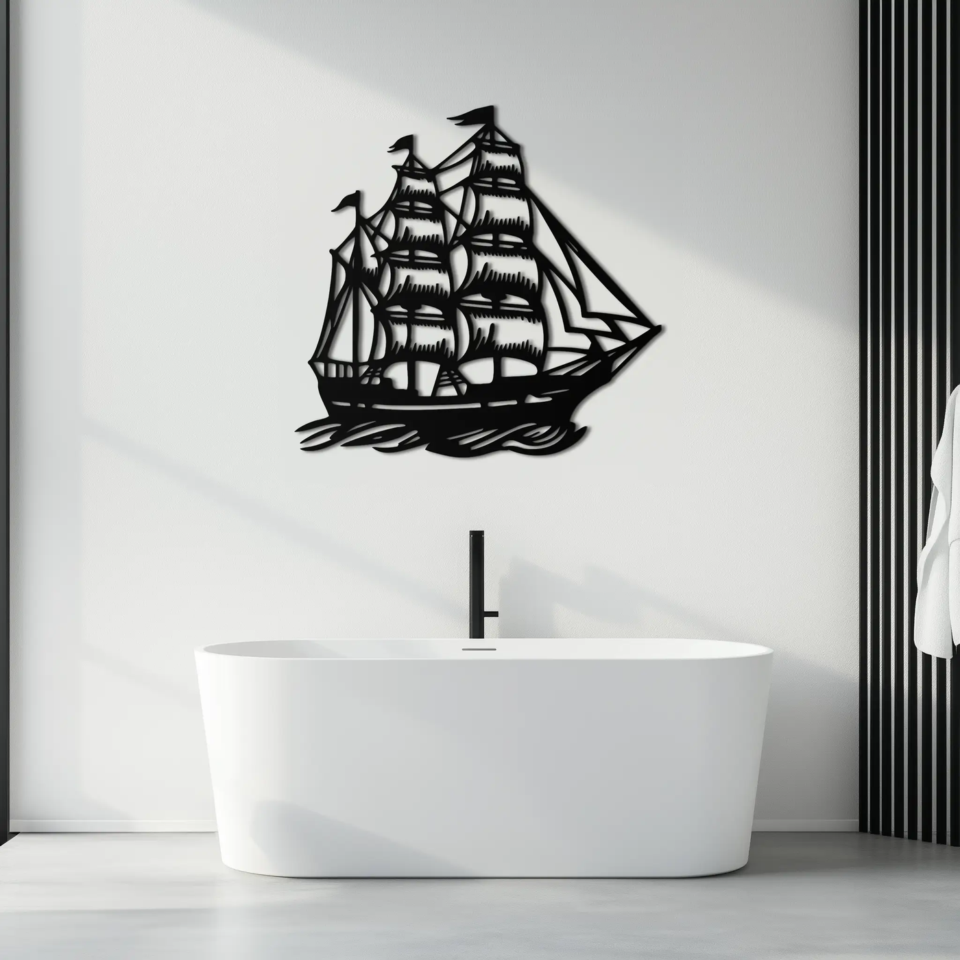 Nordic Viking Ship Metal Wall Art - Norse-Inspired Steel Decor- KAF470 by Enova Art