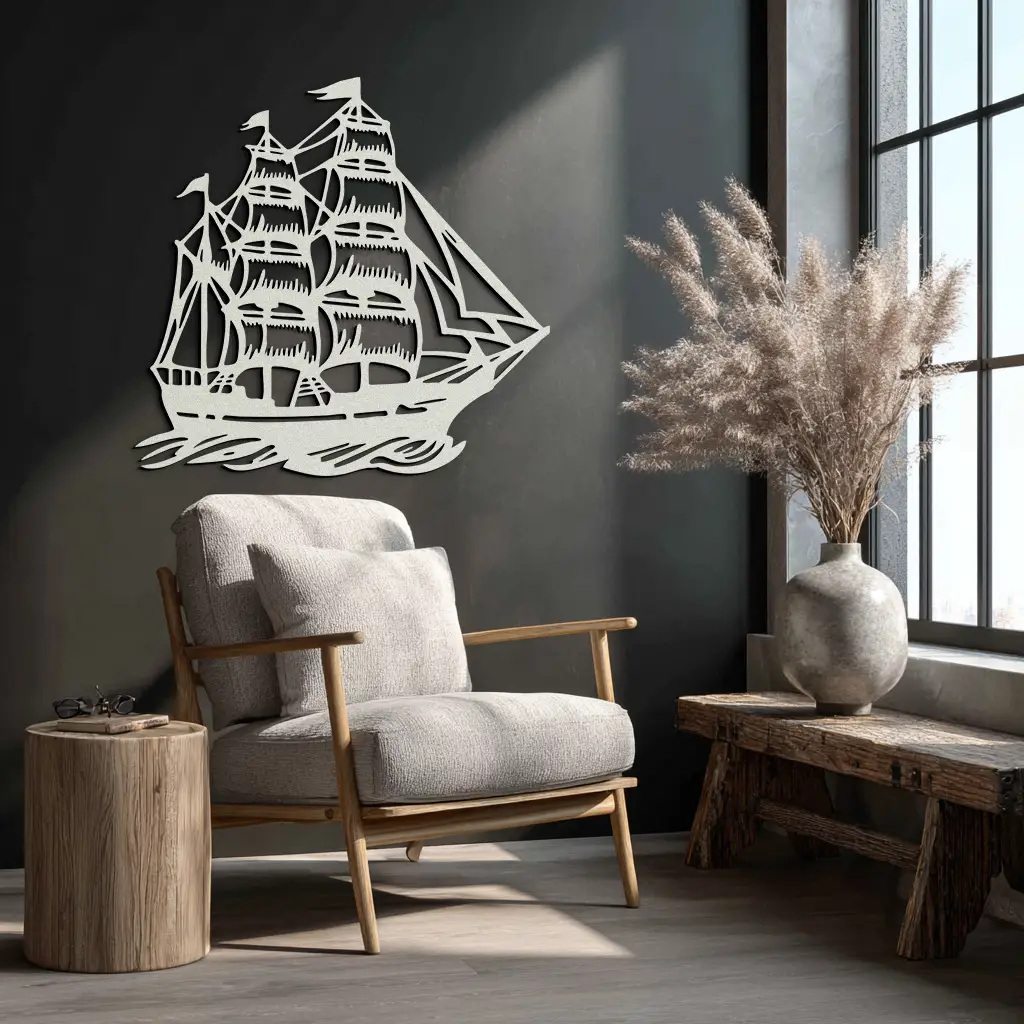 Nordic Viking Ship Metal Wall Art - Norse-Inspired Steel Decor- KAF470 by Enova Art