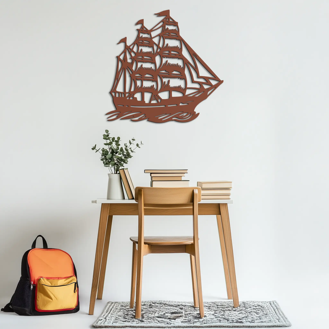 Nordic Viking Ship Metal Wall Art - Norse-Inspired Steel Decor- KAF470 by Enova Art
