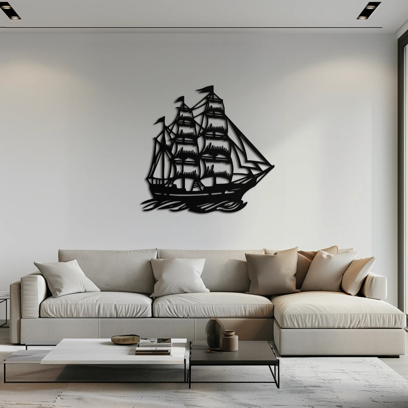 Nordic Viking Ship Metal Wall Art - Norse-Inspired Steel Decor- KAF470 by Enova Art