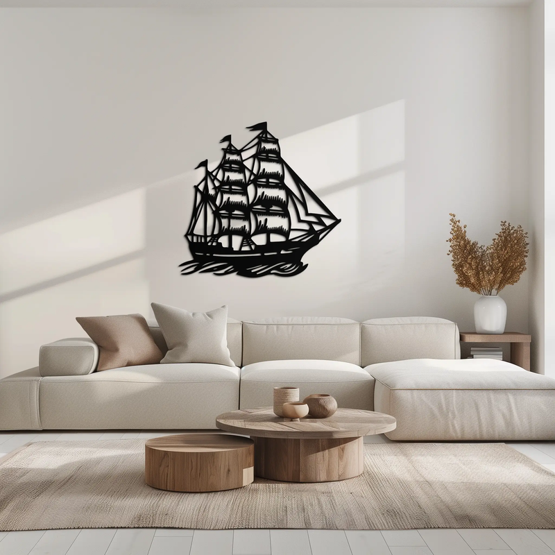 Nordic Viking Ship Metal Wall Art - Norse-Inspired Steel Decor- KAF470 by Enova Art