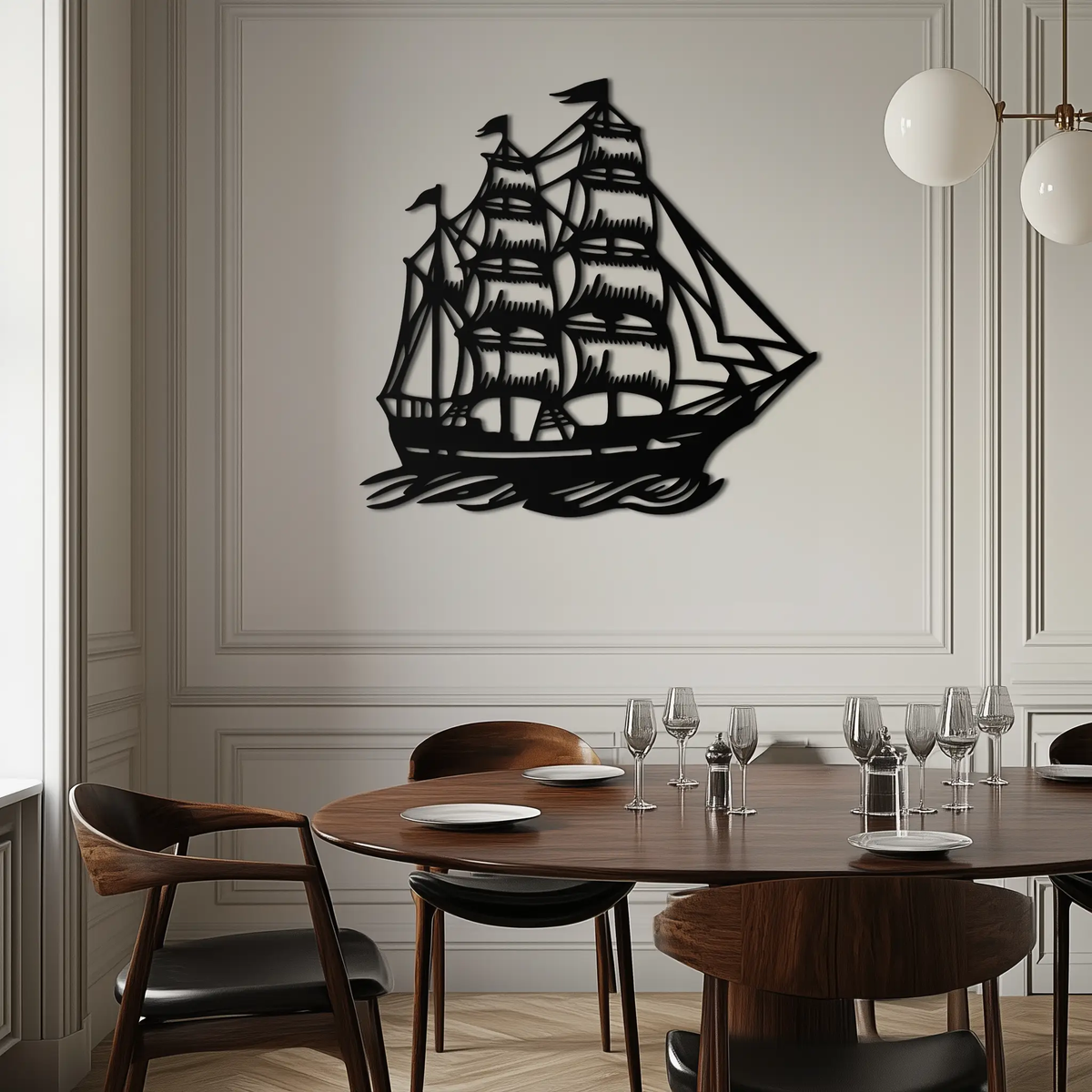 Nordic Viking Ship Metal Wall Art - Norse-Inspired Steel Decor- KAF470 by Enova Art