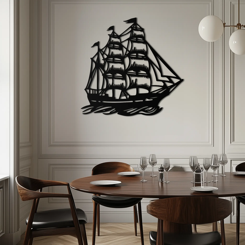Nordic Viking Ship Metal Wall Art - Norse-Inspired Steel Decor- KAF470 by Enova Art