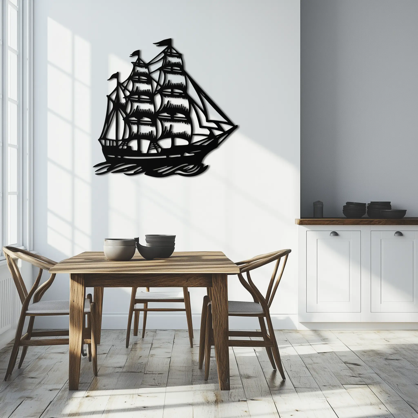 Nordic Viking Ship Metal Wall Art - Norse-Inspired Steel Decor- KAF470 by Enova Art