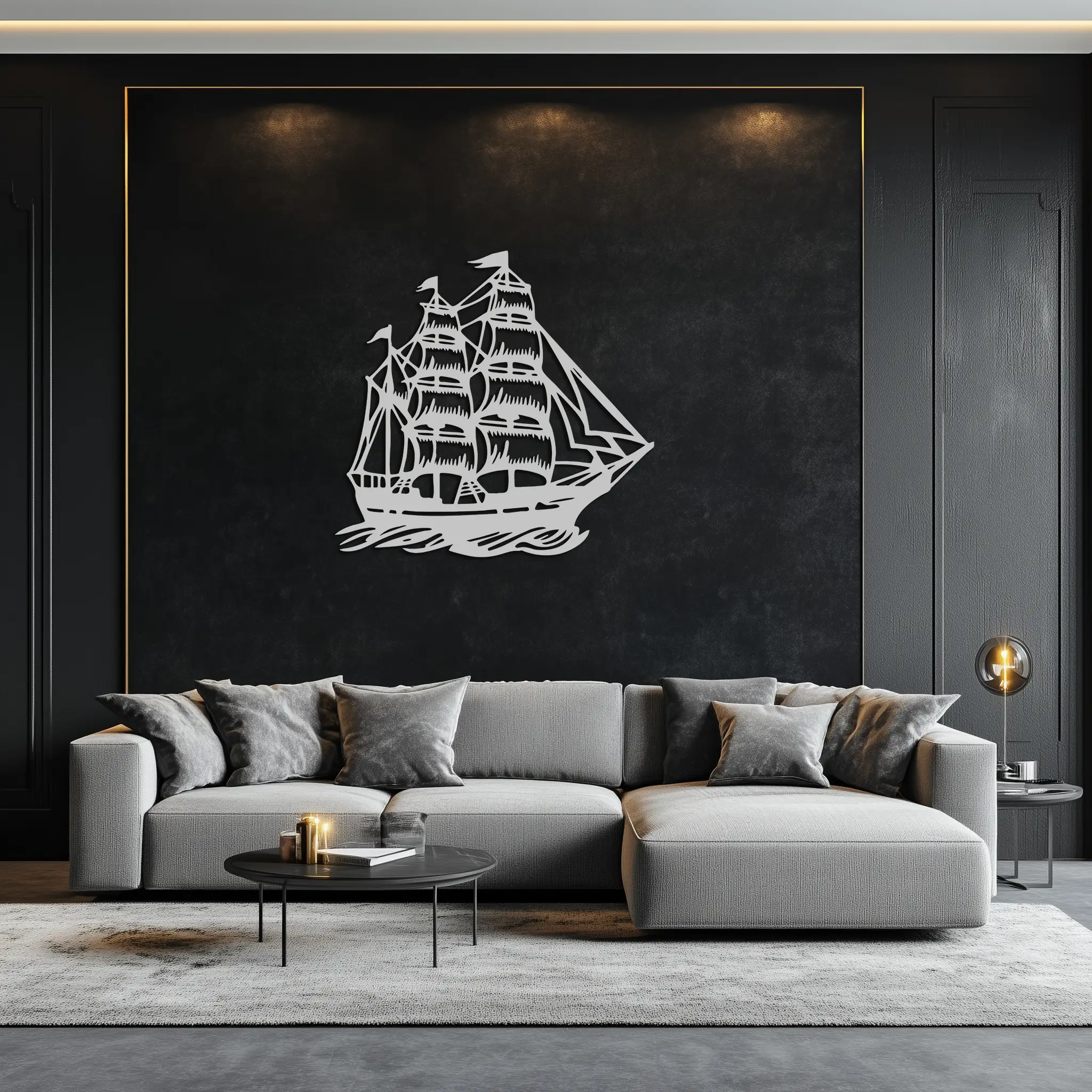 Nordic Viking Ship Metal Wall Art - Norse-Inspired Steel Decor- KAF470 by Enova Art