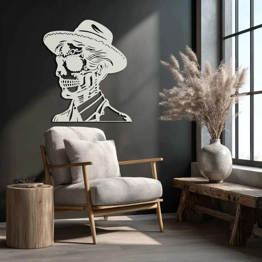 Sugar Head Makeup Man Metal Wall Art - Bold Steel Silhouette Decor- KAF471 by Enova Art