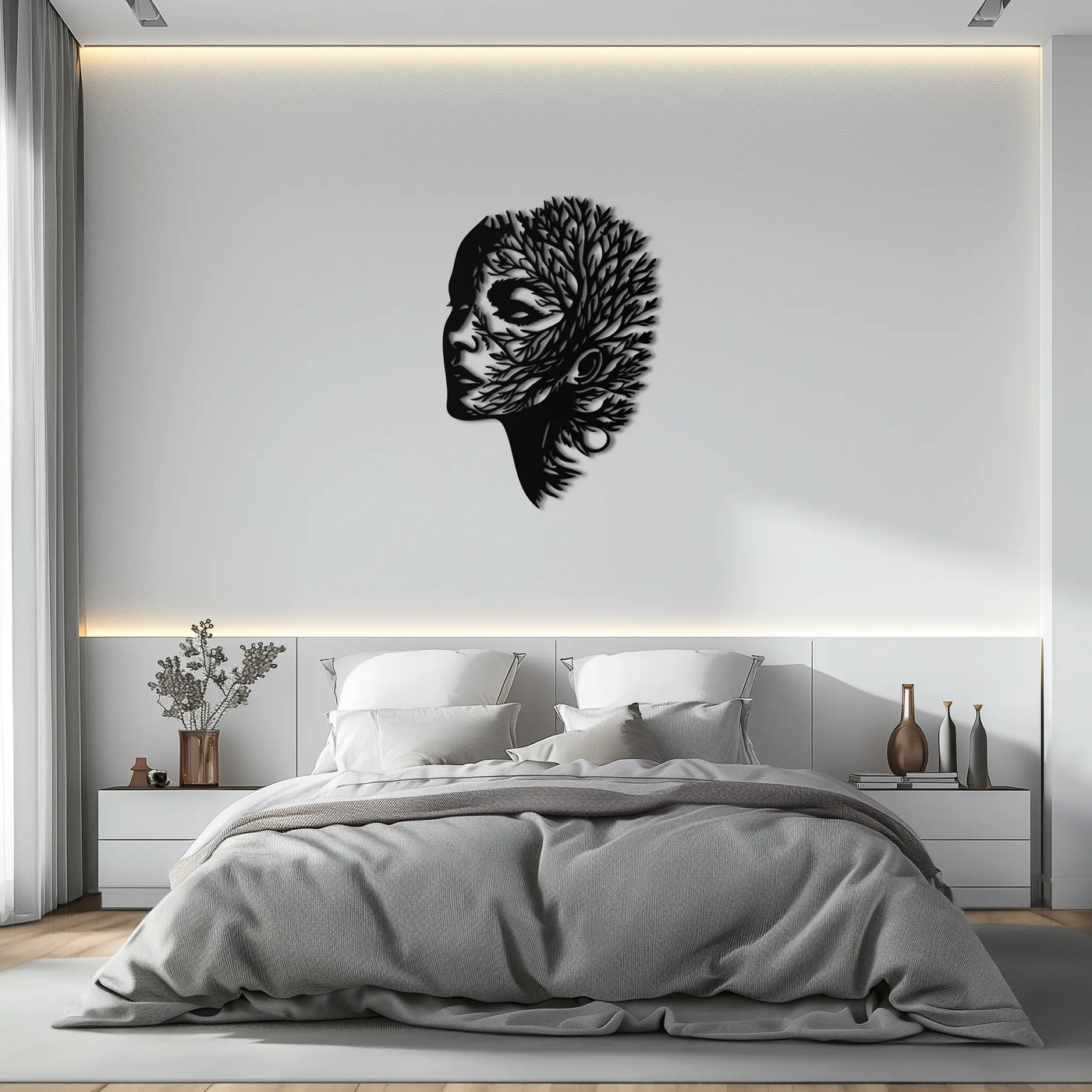 Tree Woman Metal Wall Art - Nature-Inspired Female Silhouette Decor- KAF472 by Enova Art