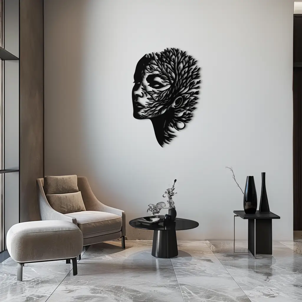 Tree Woman Metal Wall Art - Nature-Inspired Female Silhouette Decor- KAF472 by Enova Art