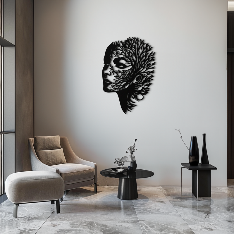 Tree Woman Metal Wall Art - Nature-Inspired Female Silhouette Decor- KAF472 by Enova Art
