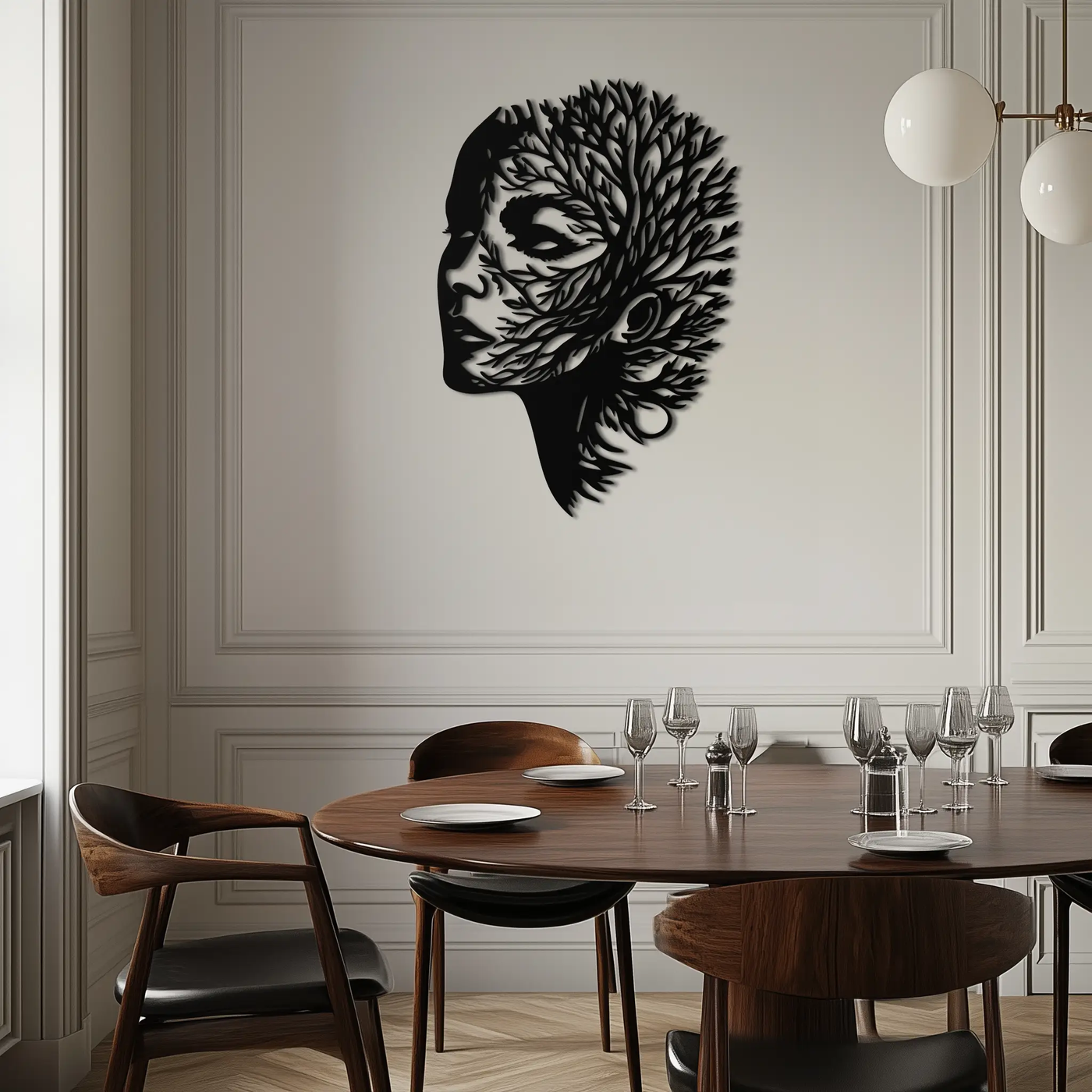 Tree Woman Metal Wall Art - Nature-Inspired Female Silhouette Decor- KAF472 by Enova Art