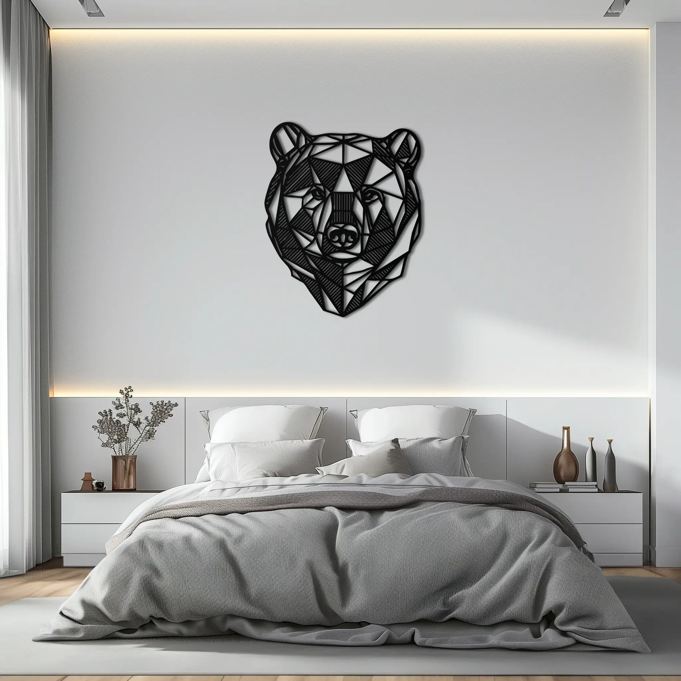 Bear Metal Wall Art - Wild Animal Steel Silhouette for Nature-Inspired Decor- KAF475 by Enova Art