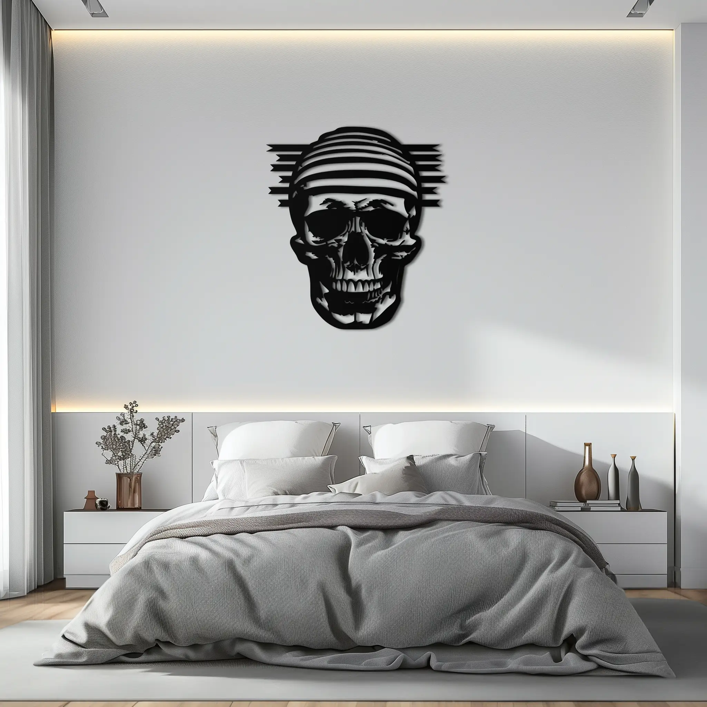 Skull Metal Wall Art - Bold and Edgy Steel Silhouette Decor- KAF477 by Enova Art