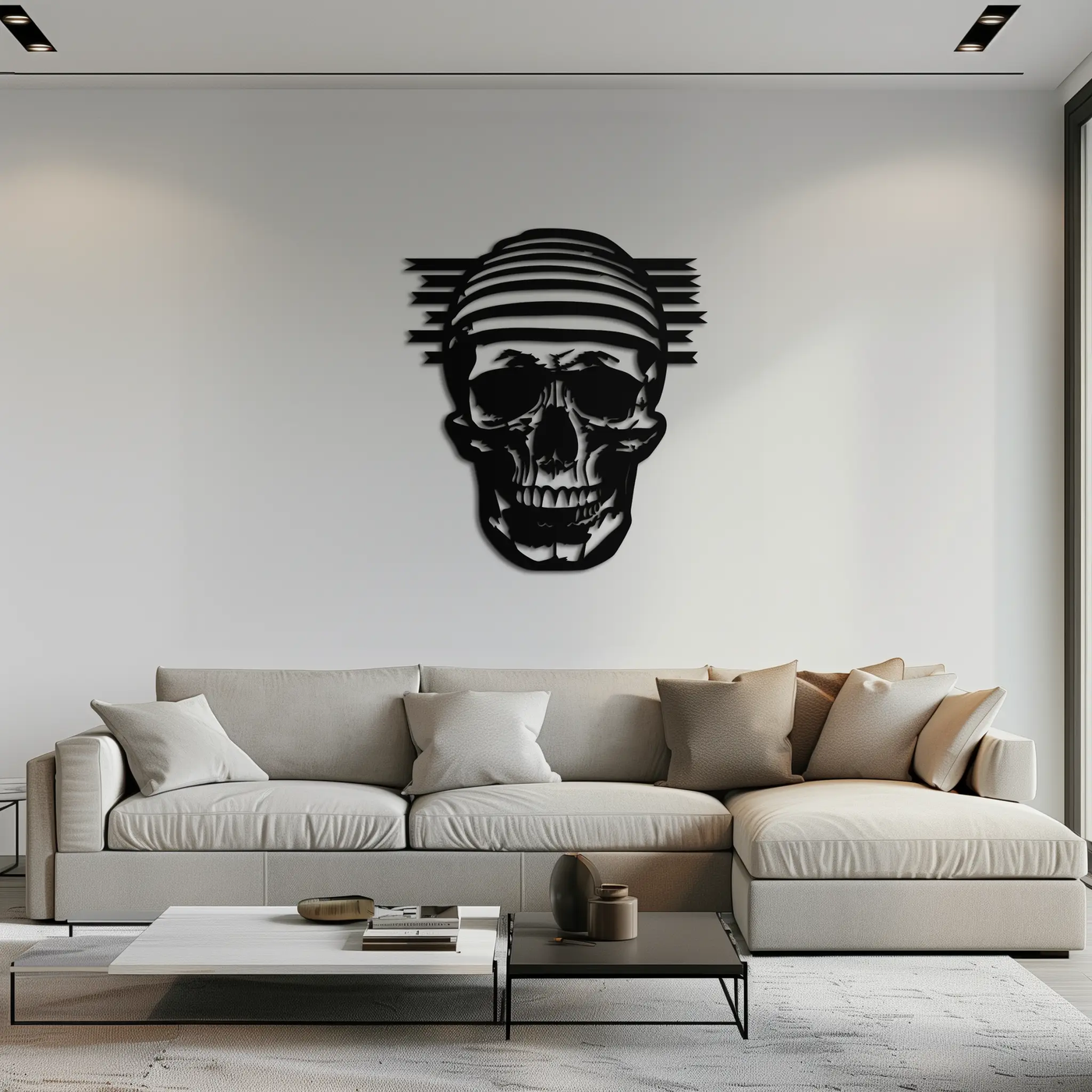 Skull Metal Wall Art - Bold and Edgy Steel Silhouette Decor- KAF477 by Enova Art
