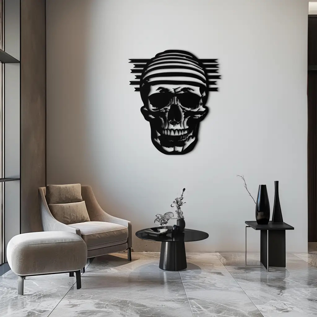 Skull Metal Wall Art - Bold and Edgy Steel Silhouette Decor- KAF477 by Enova Art