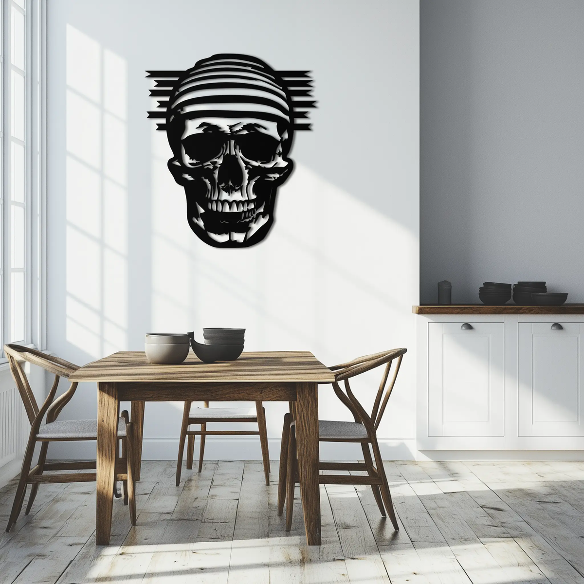 Skull Metal Wall Art - Bold and Edgy Steel Silhouette Decor- KAF477 by Enova Art