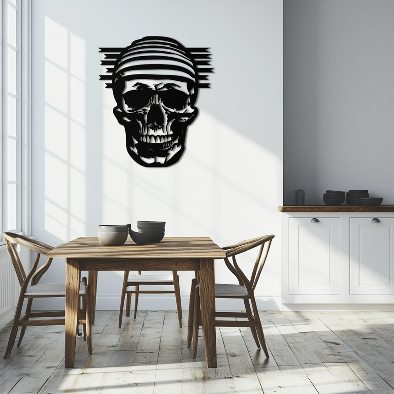 Skull Metal Wall Art - Bold and Edgy Steel Silhouette Decor- KAF477 by Enova Art