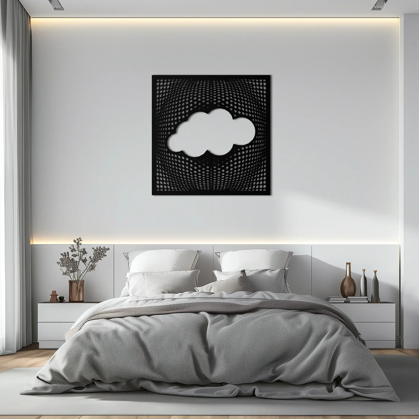 Minimal Cloud Metal Wall Art - Modern Steel Cloud Silhouette Decor- KAF478 by Enova Art