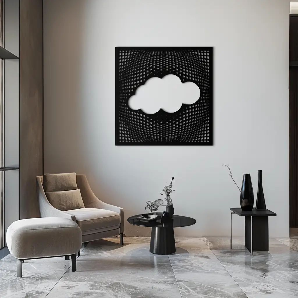 Minimal Cloud Metal Wall Art - Modern Steel Cloud Silhouette Decor- KAF478 by Enova Art