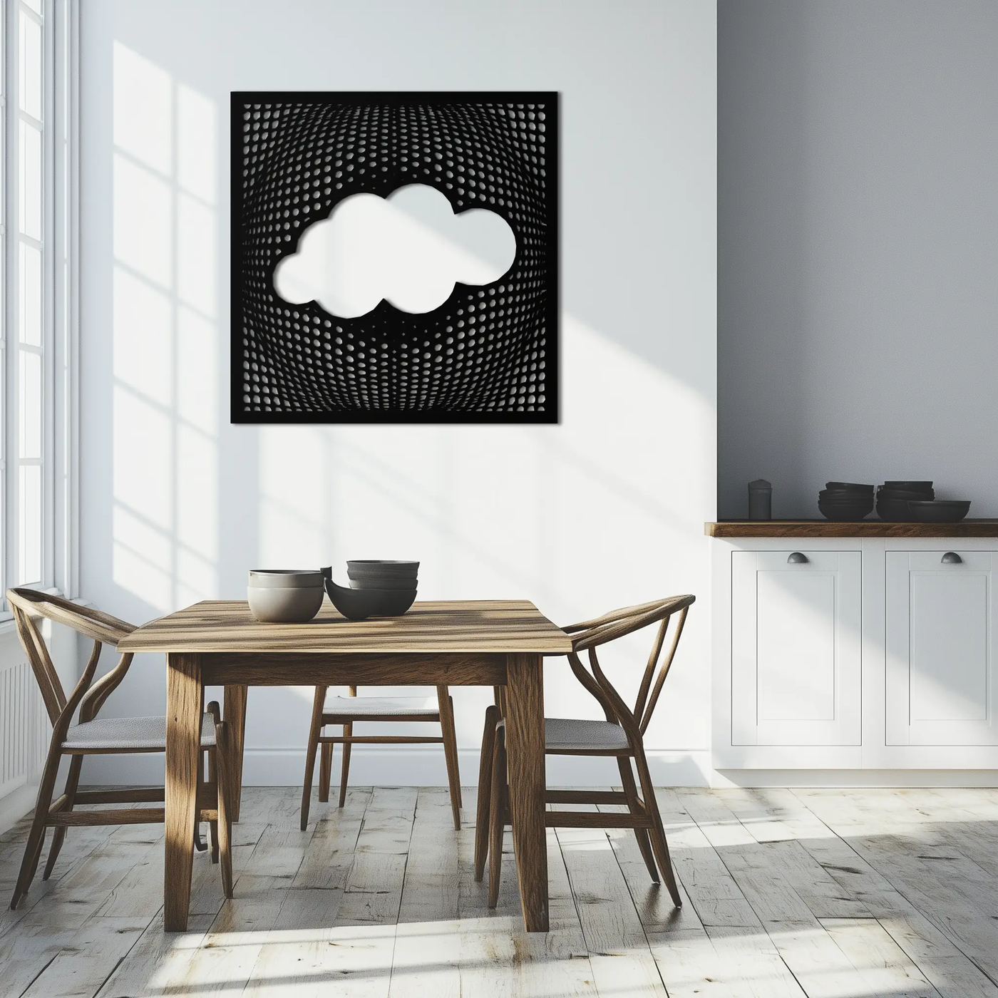 Minimal Cloud Metal Wall Art - Modern Steel Cloud Silhouette Decor- KAF478 by Enova Art