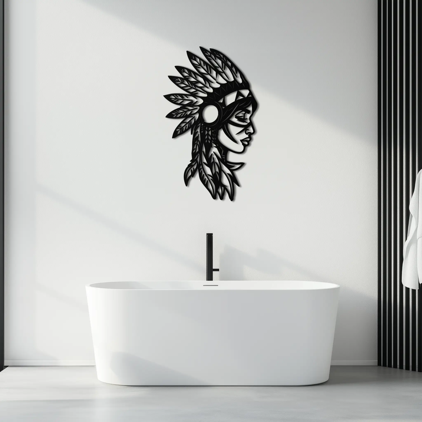 Native American Woman Metal Wall Art - Tribal Female Silhouette Steel Decor- KAF479 by Enova Art