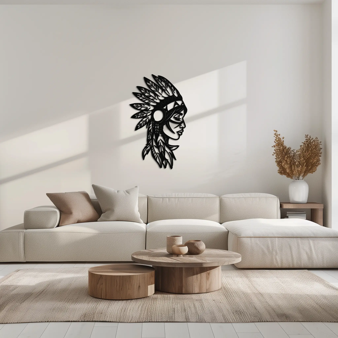 Native American Woman Metal Wall Art - Tribal Female Silhouette Steel Decor- KAF479 by Enova Art