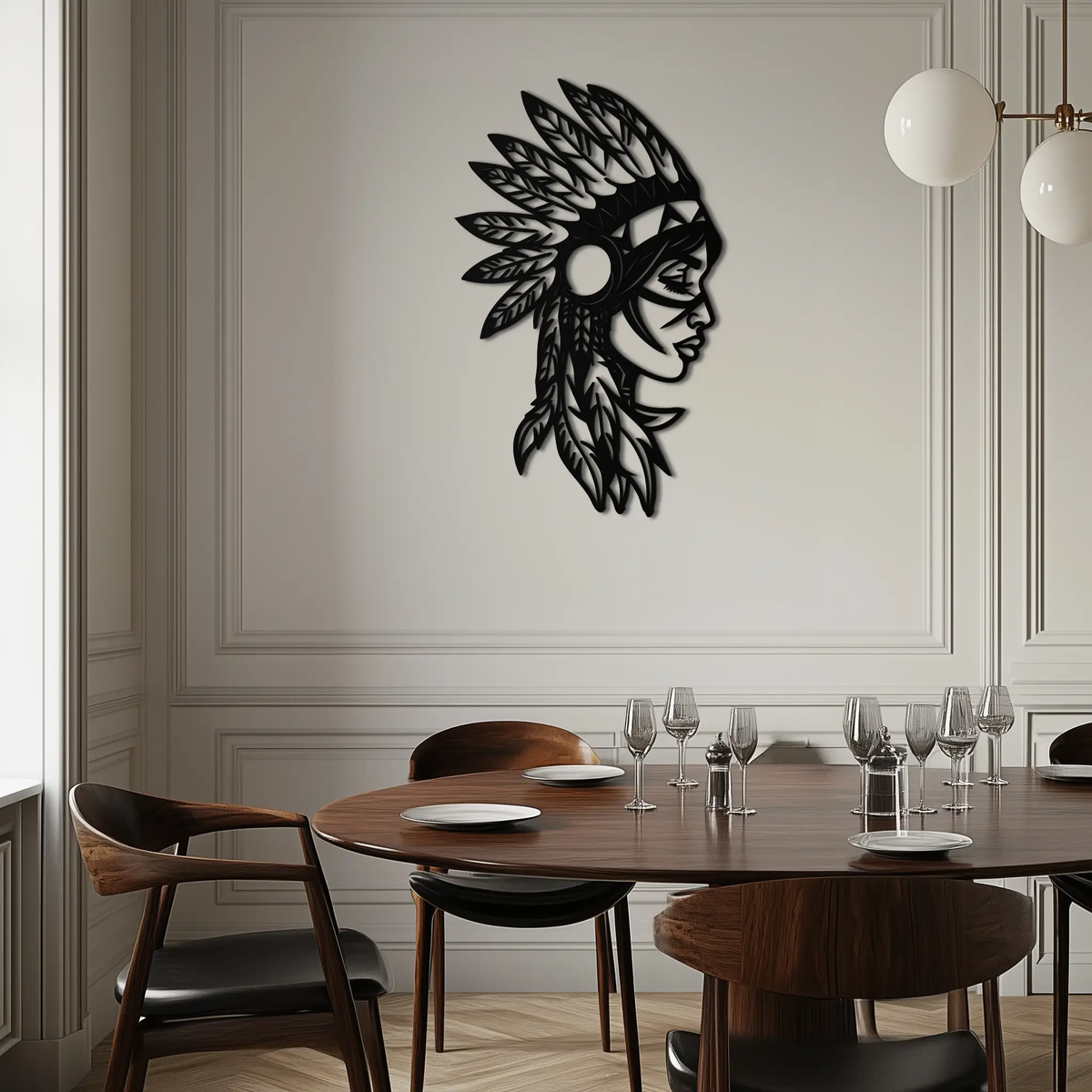 Native American Woman Metal Wall Art - Tribal Female Silhouette Steel Decor- KAF479 by Enova Art