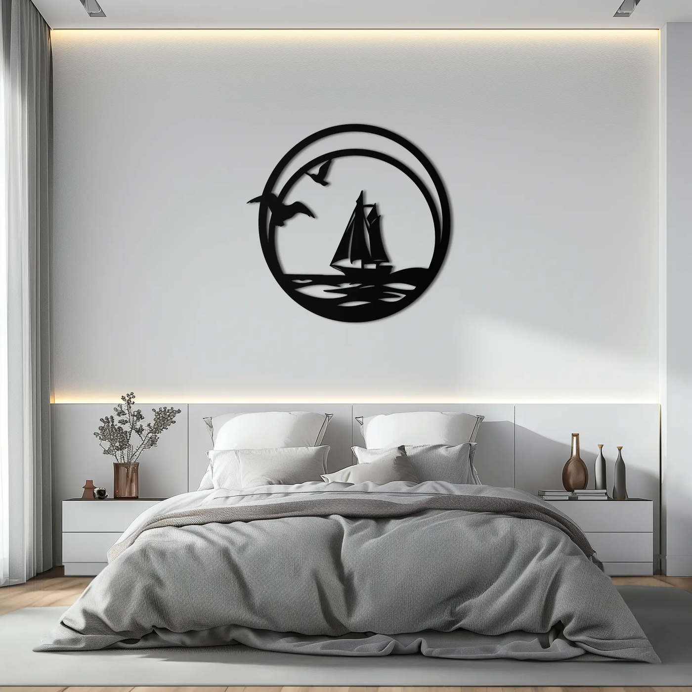 Sunset Silhouette Metal Wall Art - Mountain and Tree Steel Landscape Decor- KAF480 by Enova Art