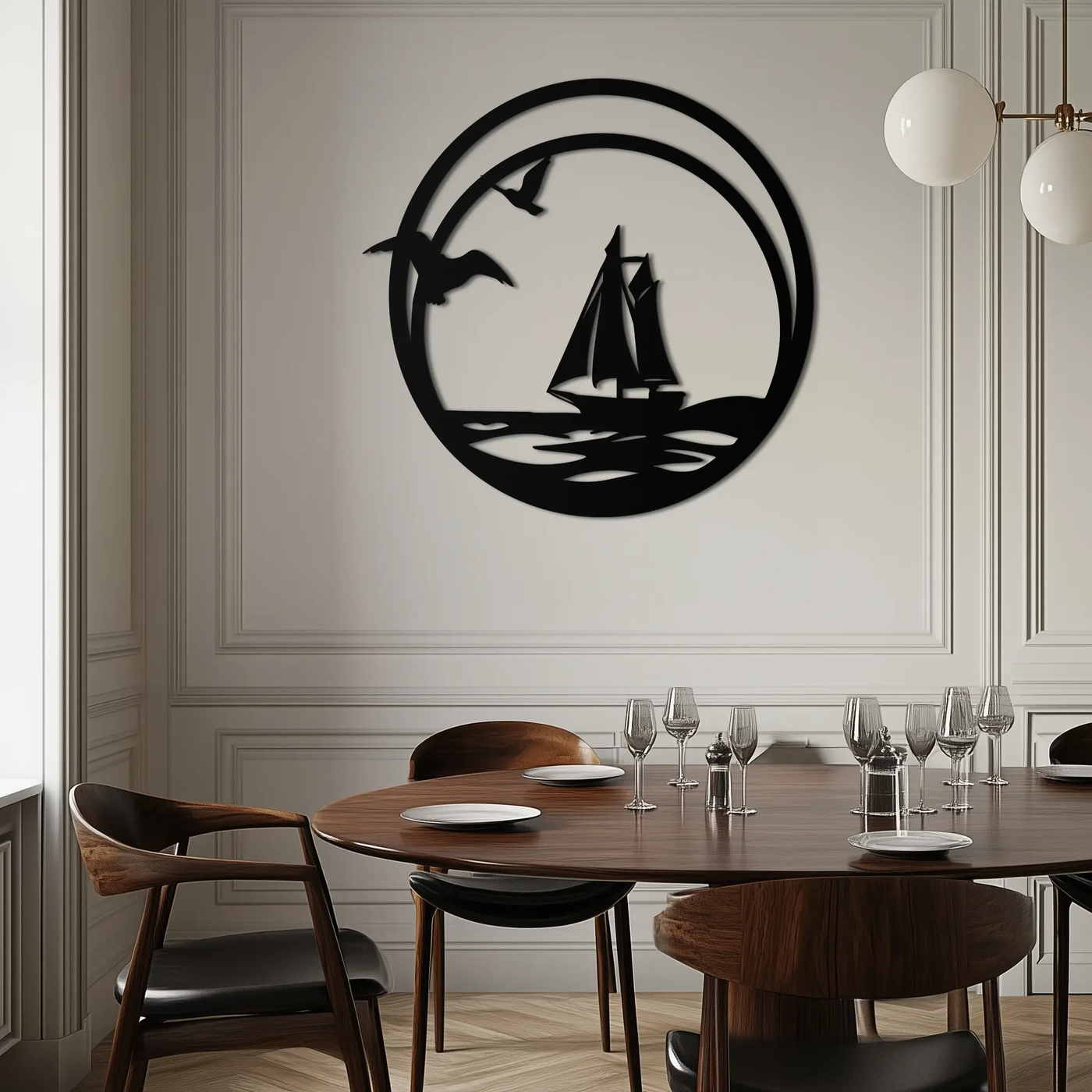 Sunset Silhouette Metal Wall Art - Mountain and Tree Steel Landscape Decor- KAF480 by Enova Art