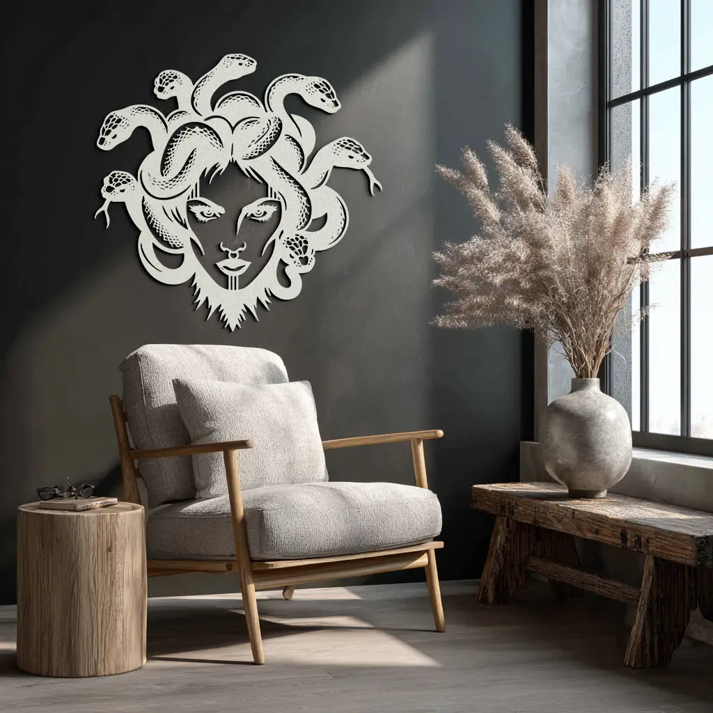 Medusa Metal Wall Art - Mythological Snake Hair Woman Steel Wall Decor- KAF481 by Enova Art