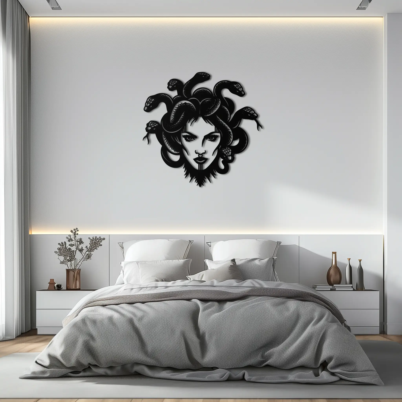 Medusa Metal Wall Art - Mythological Snake Hair Woman Steel Wall Decor- KAF481 by Enova Art