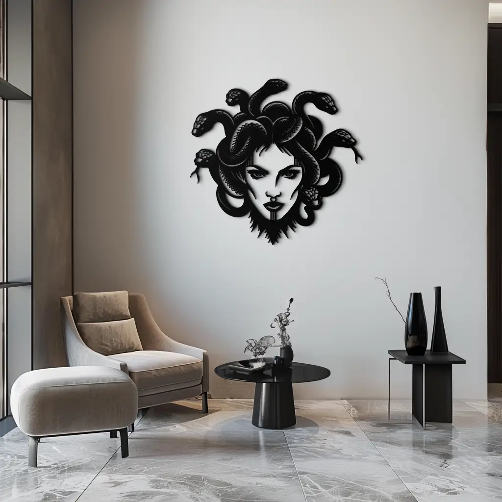 Medusa Metal Wall Art - Mythological Snake Hair Woman Steel Wall Decor- KAF481 by Enova Art