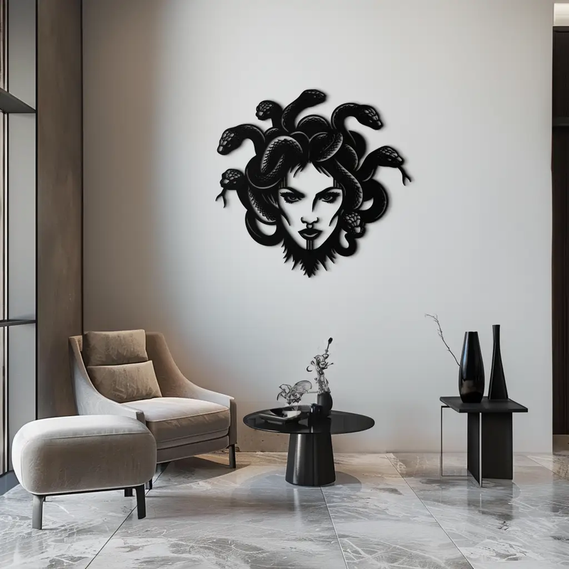 Medusa Metal Wall Art - Mythological Snake Hair Woman Steel Wall Decor- KAF481 by Enova Art