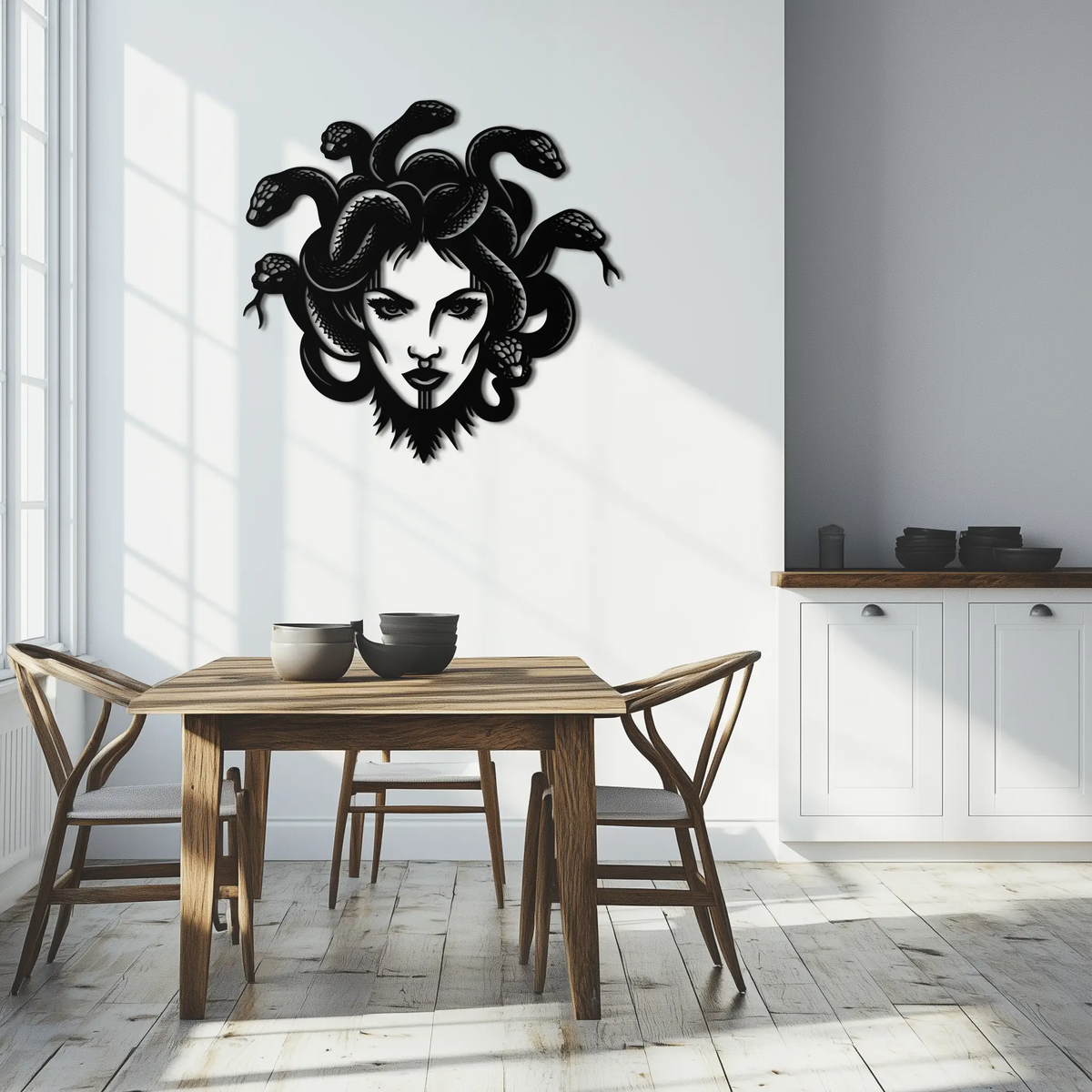Medusa Metal Wall Art - Mythological Snake Hair Woman Steel Wall Decor- KAF481 by Enova Art