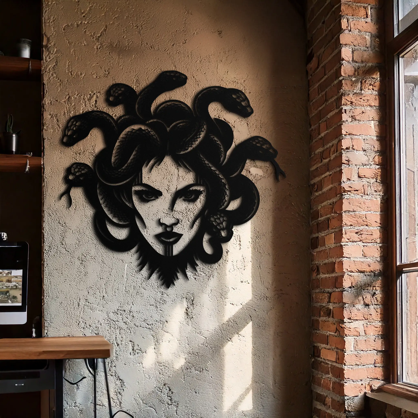 Medusa Metal Wall Art - Mythological Snake Hair Woman Steel Wall Decor- KAF481 by Enova Art