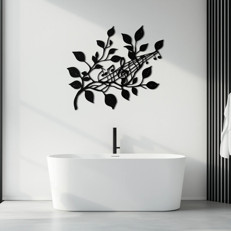 Musical Tree Branch Metal Wall Art - Note Inspired Steel Decor- KAF484 by Enova Art