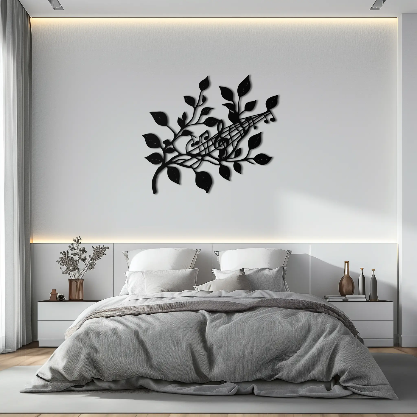 Musical Tree Branch Metal Wall Art - Note Inspired Steel Decor- KAF484 by Enova Art