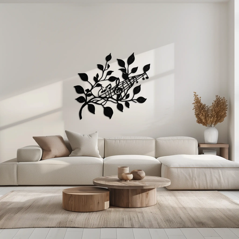 Musical Tree Branch Metal Wall Art - Note Inspired Steel Decor- KAF484 by Enova Art