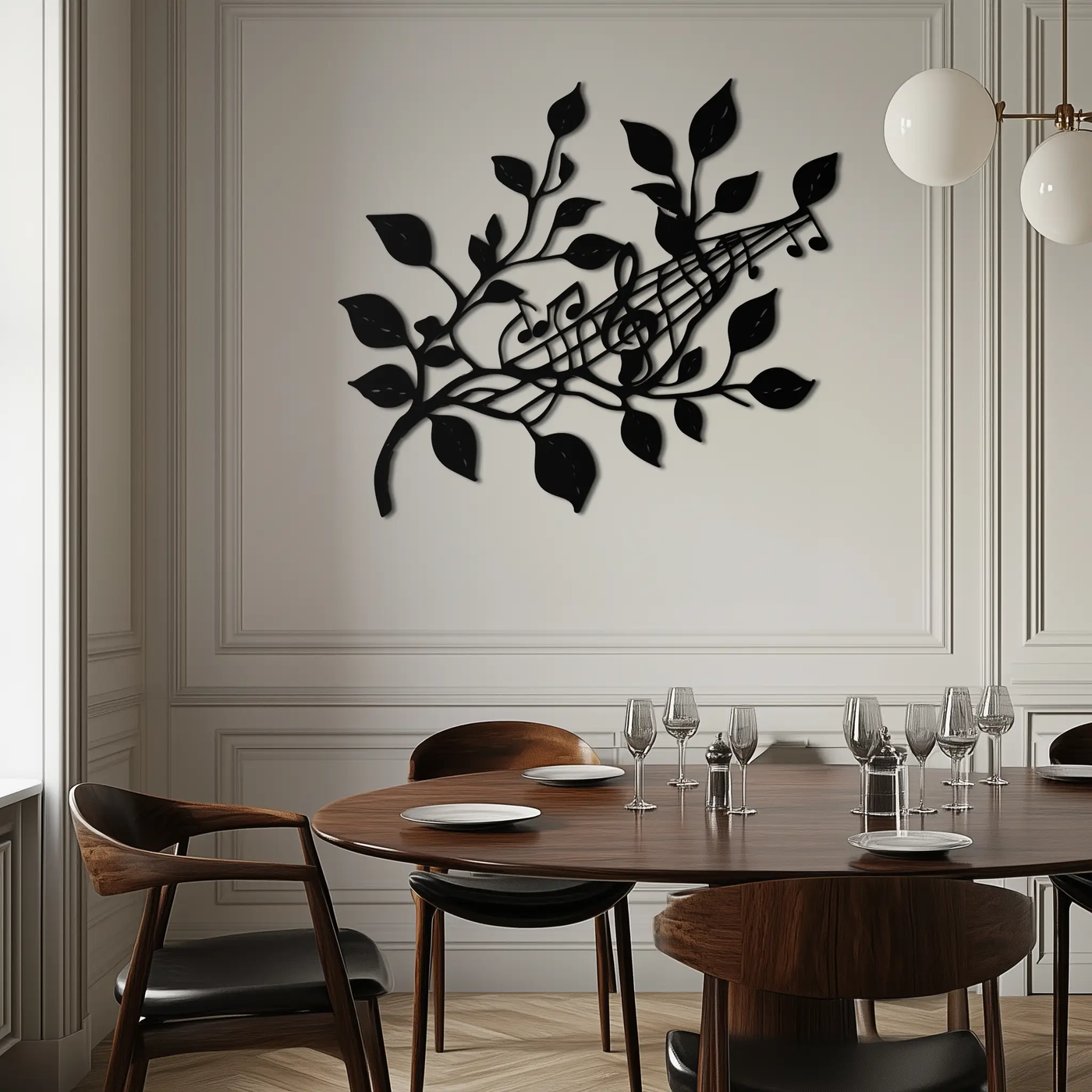 Musical Tree Branch Metal Wall Art - Note Inspired Steel Decor- KAF484 by Enova Art
