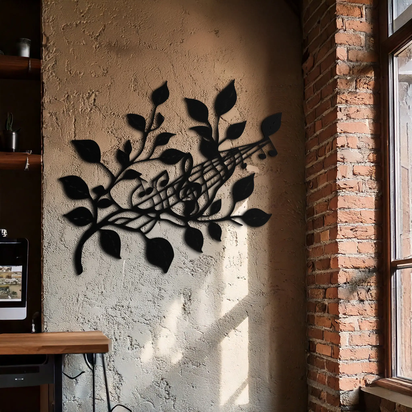 Musical Tree Branch Metal Wall Art - Note Inspired Steel Decor- KAF484 by Enova Art