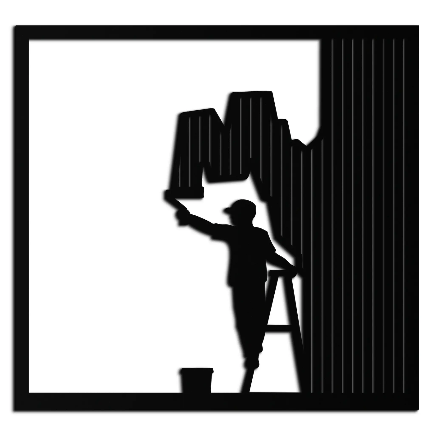 Painter Silhouette Metal Wall Art – Black Steel Artistic Home Decor- KAF489 by Enova Art