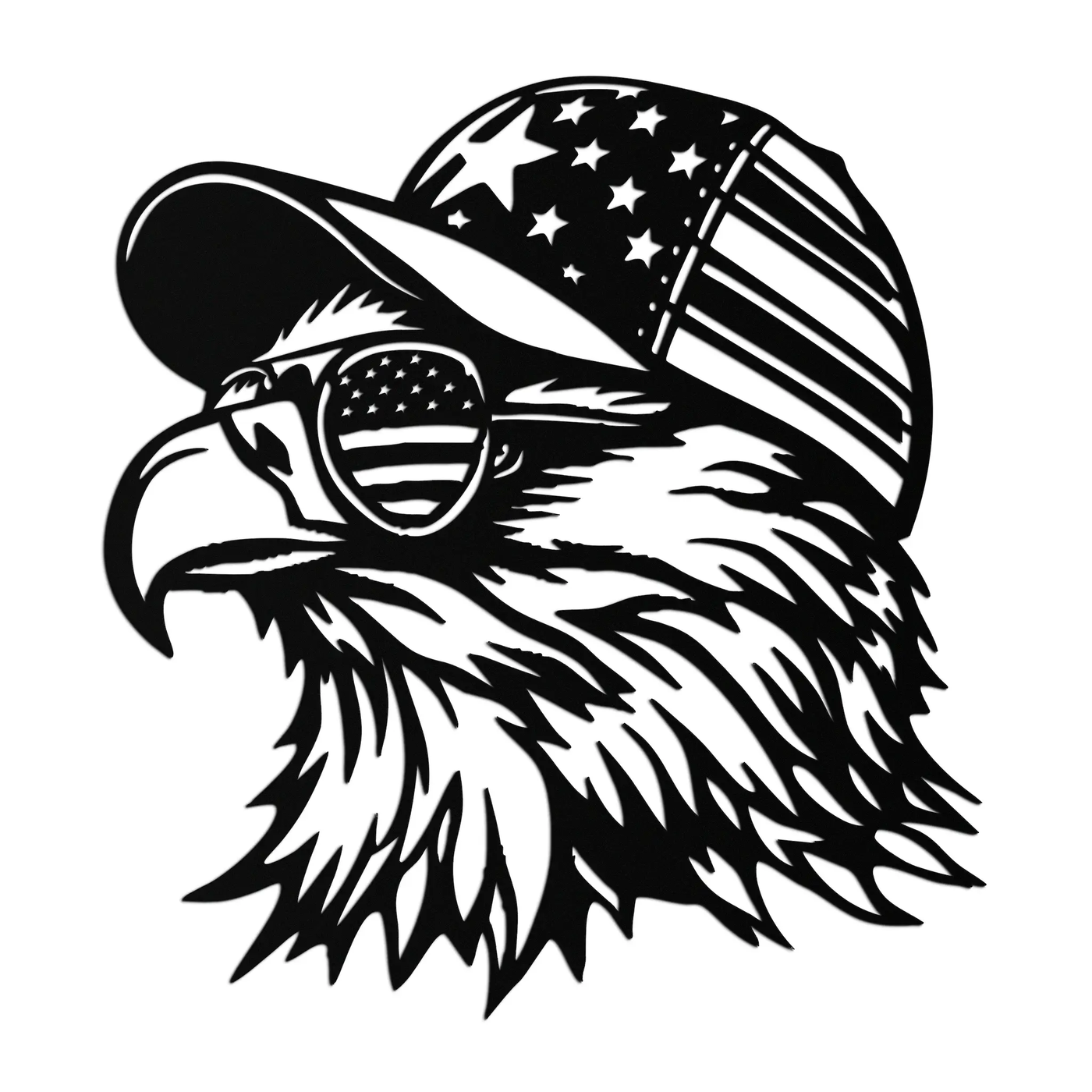 Patriotic Eagle Silhouette Metal Wall Art – Black Steel American Pride Decor- KAF493 by Enova Art