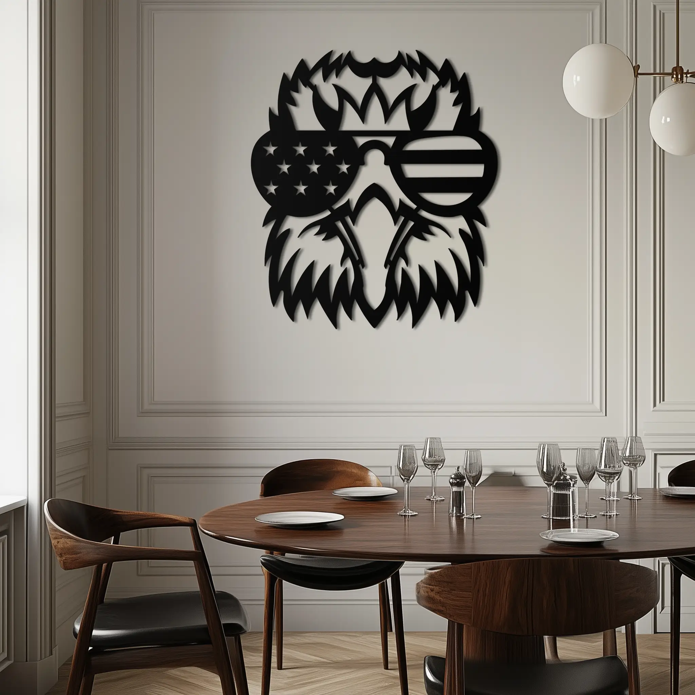 American Flag Eagle Silhouette Metal Wall Art – Patriotic Black Steel Home Decor- KAF496 by Enova Art