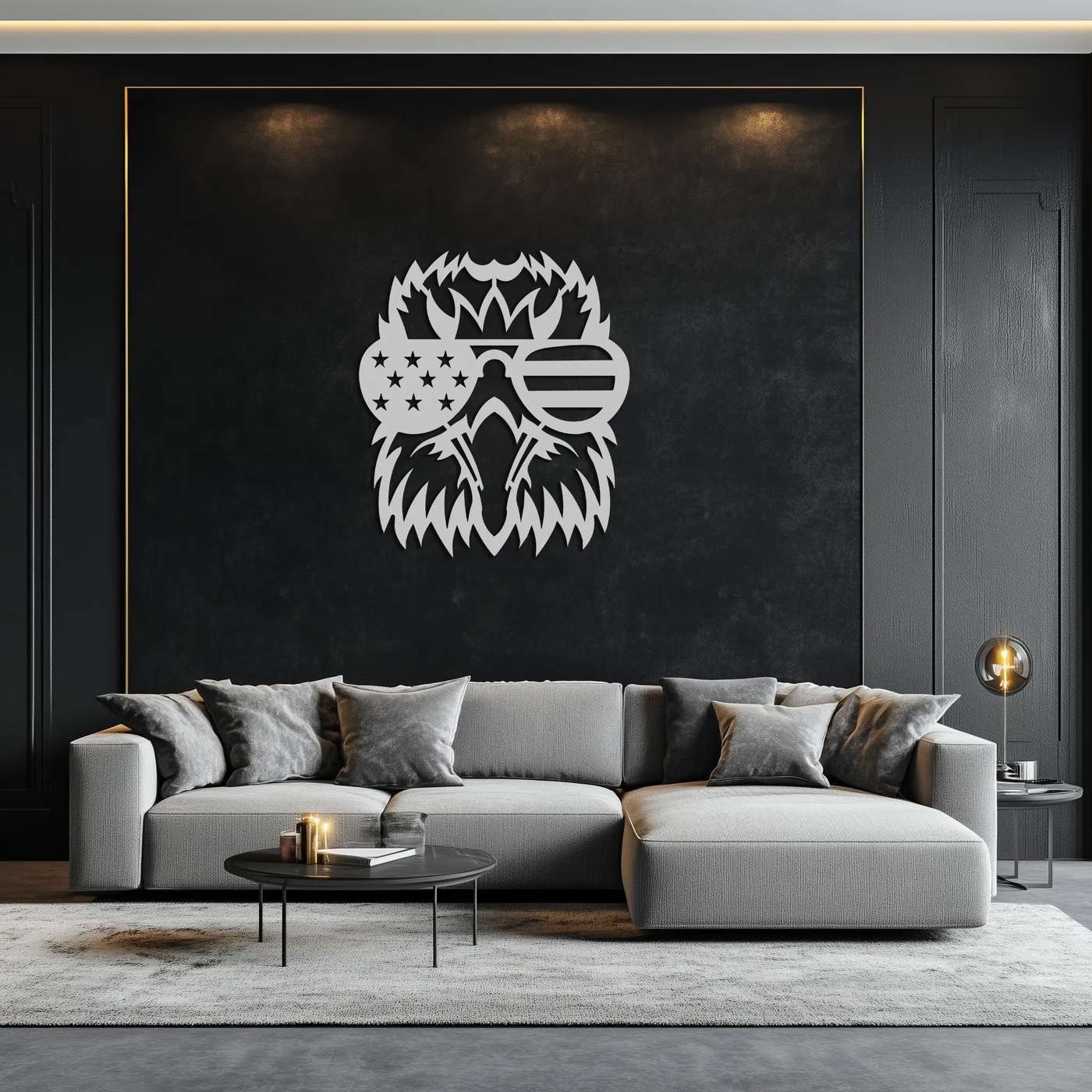 American Flag Eagle Silhouette Metal Wall Art – Patriotic Black Steel Home Decor- KAF496 by Enova Art