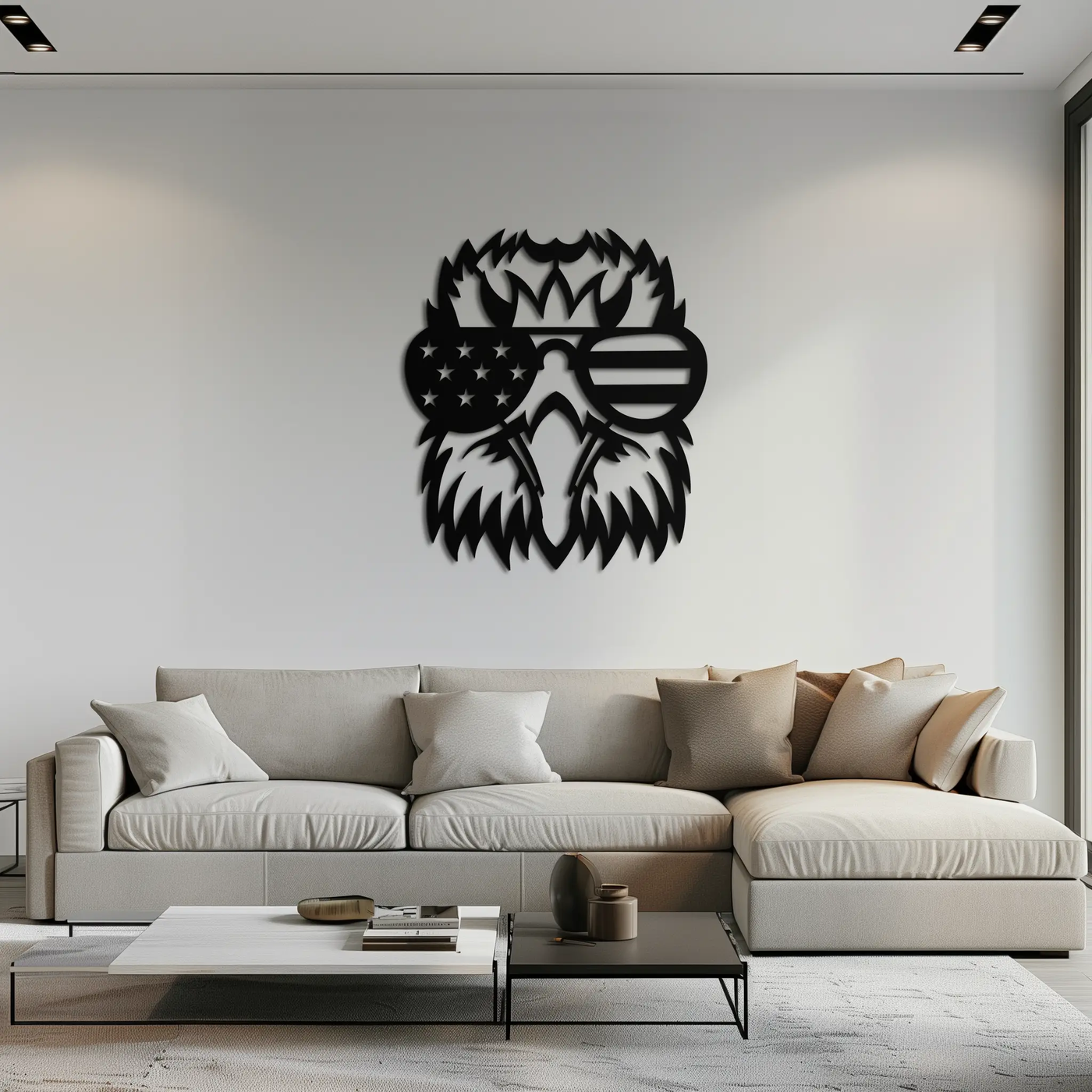 American Flag Eagle Silhouette Metal Wall Art – Patriotic Black Steel Home Decor- KAF496 by Enova Art
