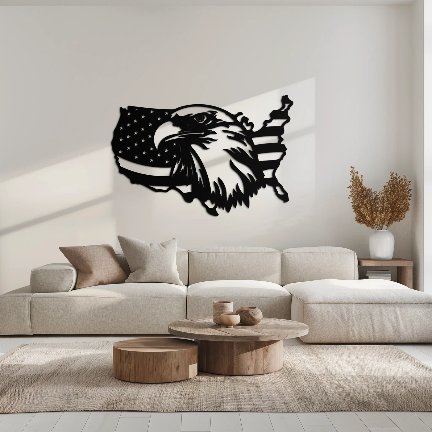 American Flag Eagle Silhouette Metal Wall Art – Patriotic USA Decor for Home & Office- KAF497 by Enova Art