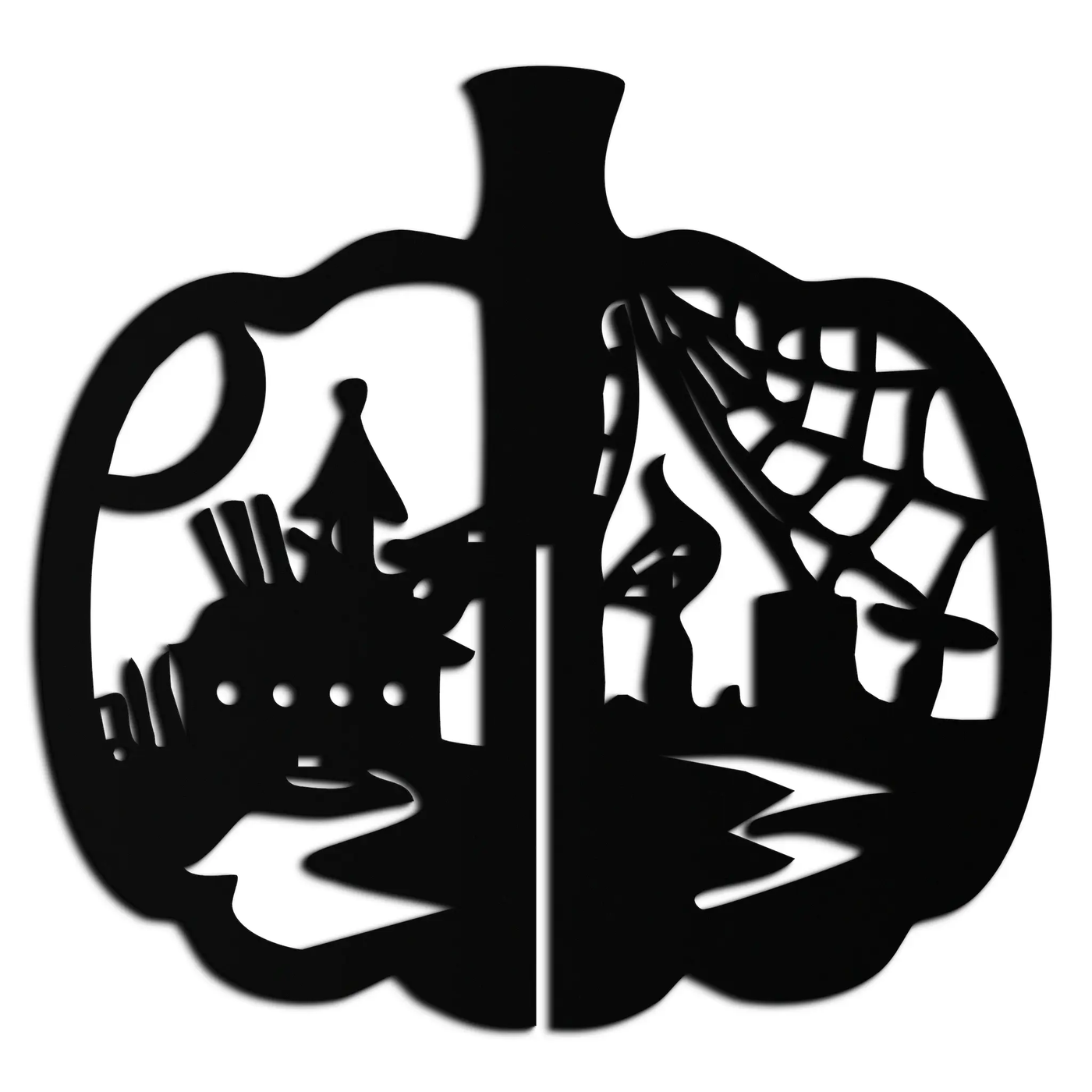 Halloween Pumpkin Metal Wall Art – Spooky Black Steel Halloween Decor- KAF498 by Enova Art