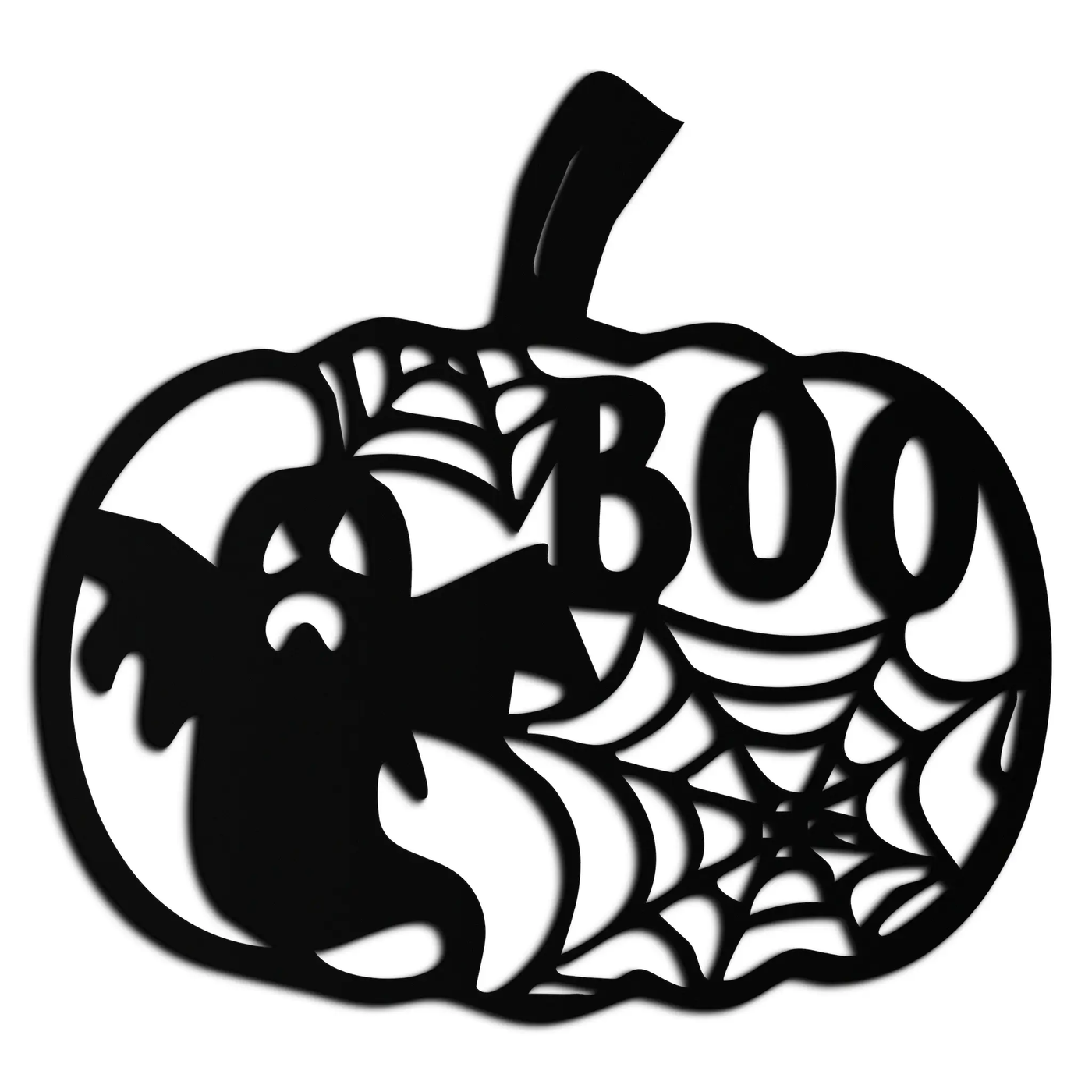 Halloween Pumpkin Ghost Metal Wall Art – Spooky Black Steel Holiday Decoration- KAF501 by Enova Art