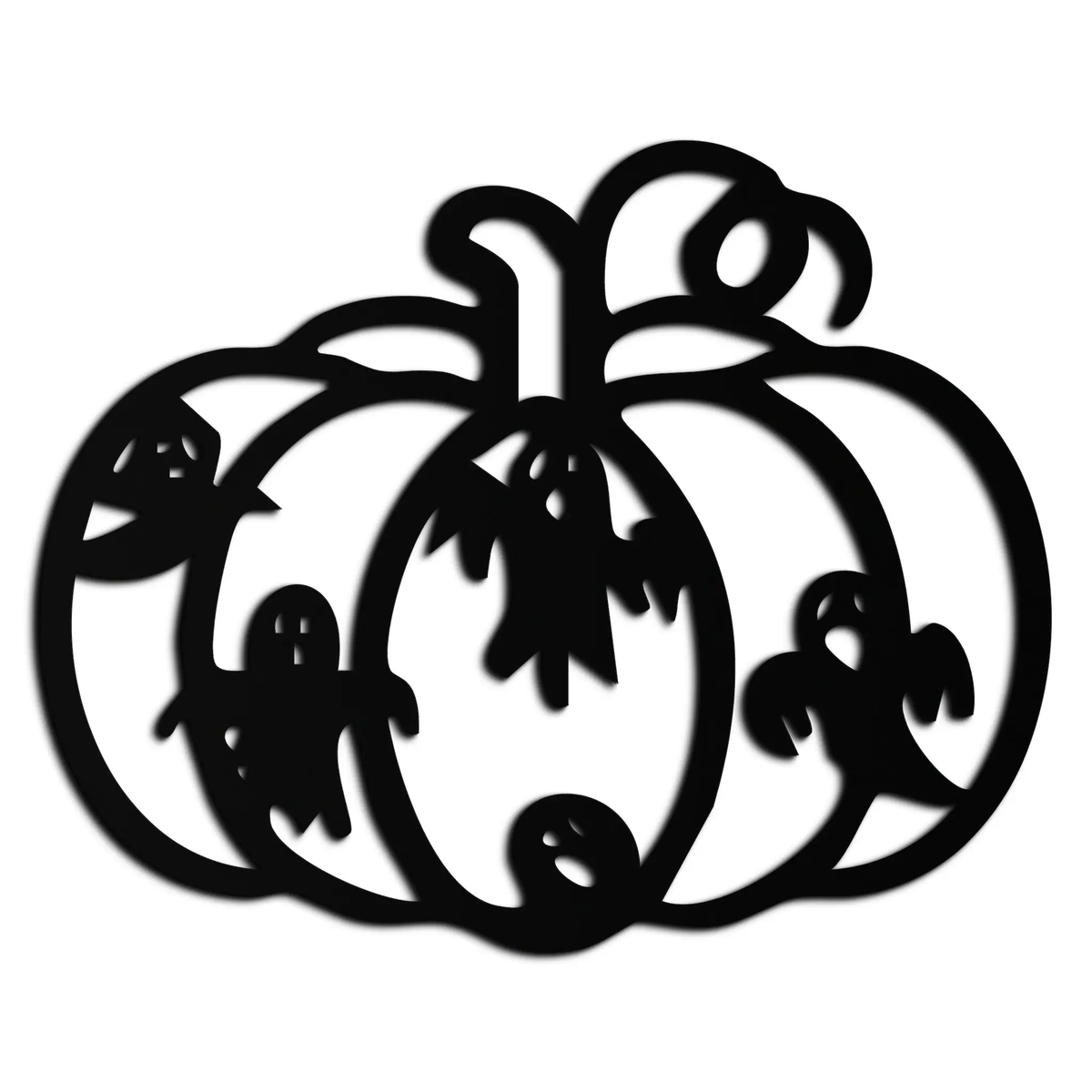 Halloween Pumpkin and Ghosts Metal Wall Art – Spooky Black Steel Decoration- KAF505 by Enova Art